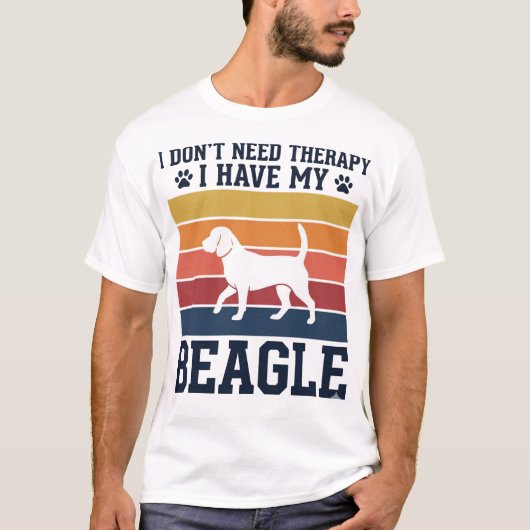 Retro Beagle Hond Therapie T-shirt Ontwerp_1 (Voorkant)