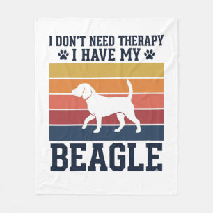 Retro Beagle Hond Therapie T-shirt Ontwerp_1 Fleece Deken