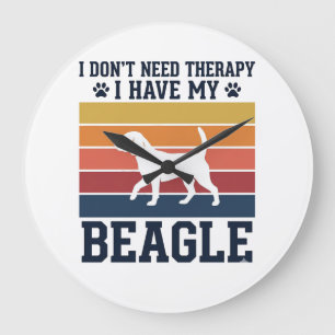Retro Beagle Hond Therapie T-shirt Ontwerp_1 Grote Klok