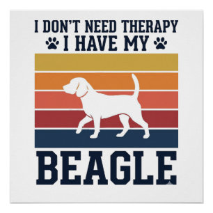 Retro Beagle Hond Therapie T-shirt Ontwerp_1 Perfect Poster