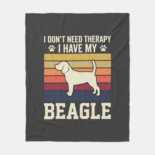 Retro Beagle Hond Therapie Vintage Fleece Deken (Voorkant)