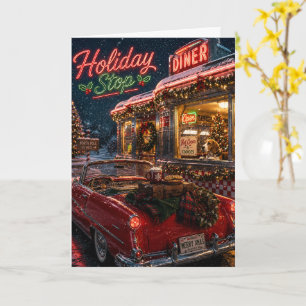 Retro Beagle Kerst Roadtrip Vakantie Stop Kaart