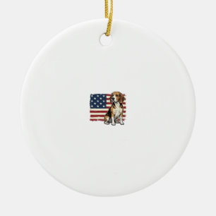 Retro Beagle Patriottische Vlag Hond Shirt Ontwerp Keramisch Ornament