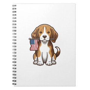 Retro Beagle Puppy Amerikaanse Vlag Shirt Ontwerp_ Notitieboek