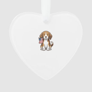 Retro Beagle Puppy Amerikaanse Vlag Shirt Ontwerp_ Ornament