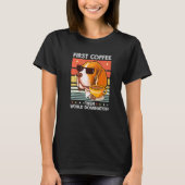Retro Beagle Sunglasses Coffee Pet Dog Breed Vinta T-shirt (Voorkant)