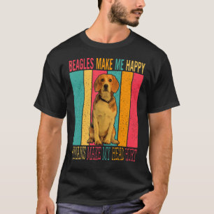 Retro-beagles maken een gelukkige mens tot hoofd T-shirt