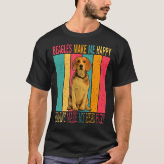  Retro-beagles maken een gelukkige mens tot hoofd T-shirt