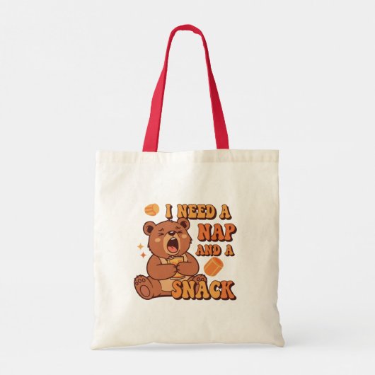 Retro Bear Nap and Snack Canvas Tote Bag (Achterkant)