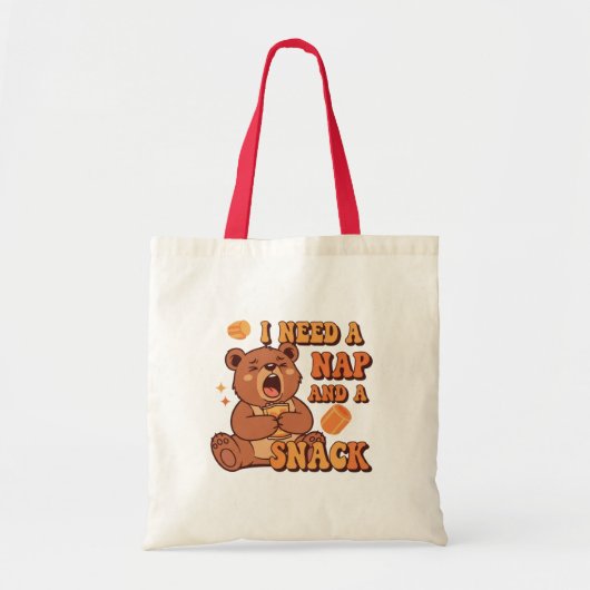 Retro Bear Nap and Snack Canvas Tote Bag (Voorkant)