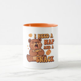 Retro Bear Nap and Snack Color Inside Mug Mok