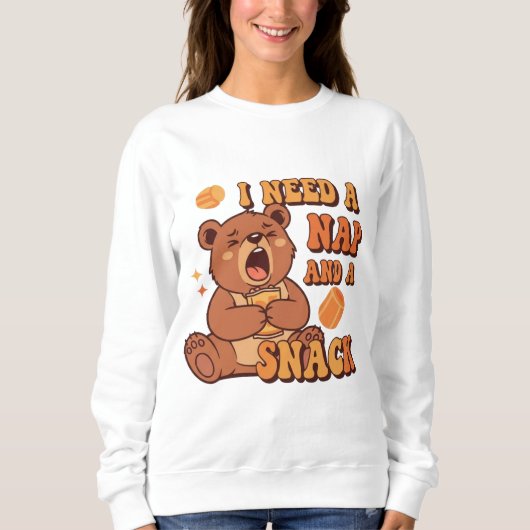 Retro Bear Nap and Snack Women’s Sweatshirt (Voorkant)