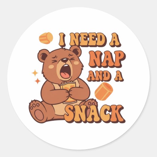 Retro Bear Needs a Nap Vinyl Sticker (Voorkant)