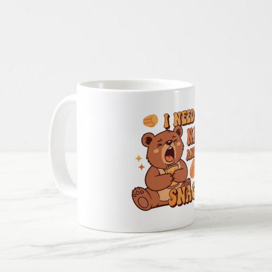Retro Bear Snack First White Mug Koffiemok (Voorkant links)
