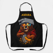 Retro Bear With Cheese Grater Hat and Sunglasses Schort (Voorkant)