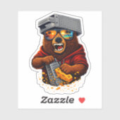 Retro Bear With Cheese Grater Hat and Sunglasses Sticker (Vel)