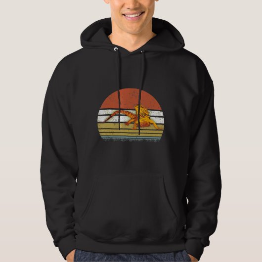 Retro Bearded Dragon Sunset Hoodie (Voorkant)