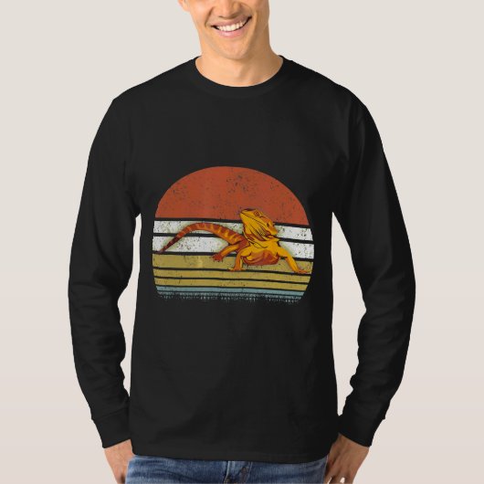  Retro Bearded Dragon Sunset T-shirt (Voorkant)
