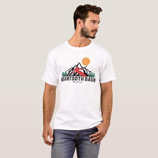 Retro Beartooth Basin Mountain Ski Sunset T-shirt (Voorkant volledig)