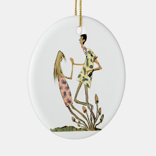  Retro Beatnik Hippie-paddenstoel Keramisch Ornament (Rechts)