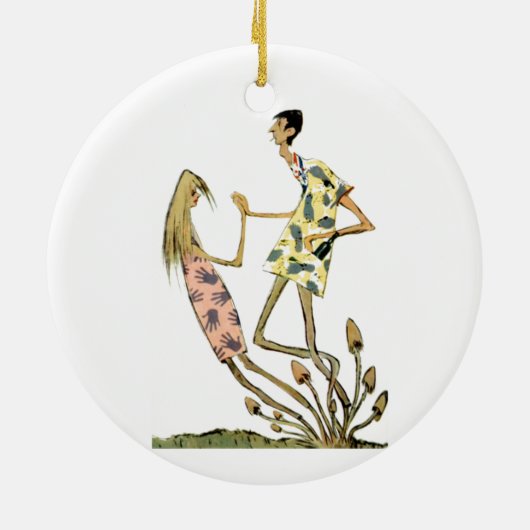  Retro Beatnik Hippie-paddenstoel Keramisch Ornament (Achterkant)