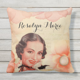 Retro Beauful 1920s Twenties Woman Roos Petals Buitenkussen