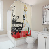 Retro Beauful Pinup Grunge Shower Curtain Douchegordijn (In situ)