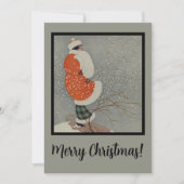 Retro Beauful Red Woman Black Lijst Kerstmis Feestdagenkaart (Voorkant)