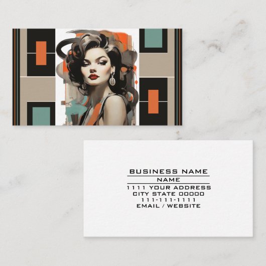 Retro Beauty Salon Haarstylist Cosmetica-industrie Visitekaartje (Voorkant / Achterkant)