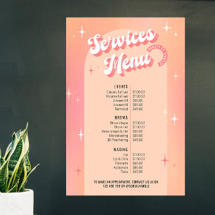 Retro Beauty Salon Peach & Pink prijslijst Poster