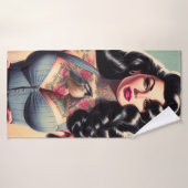 Retro Beauty Tattooed Pin Up Badhanddoek (Badhanddoek)