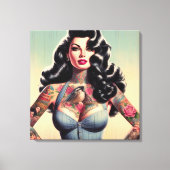 Retro Beauty Tattooed Pin Up Canvas Afdruk (Voorkant)