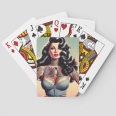 Retro Beauty Tattooed Pin Up Pokerkaarten (Achterkant)