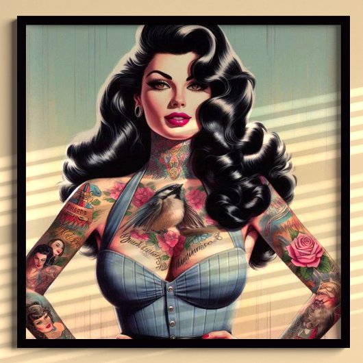 Retro Beauty Tattooed Pin Up Poster