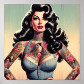 Retro Beauty Tattooed Pin Up Poster (Voorkant)