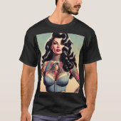Retro Beauty Tattooed Pin Up T-shirt (Voorkant)