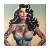Retro Beauty Tattooed Pin Up Tegeltje (Voorkant)