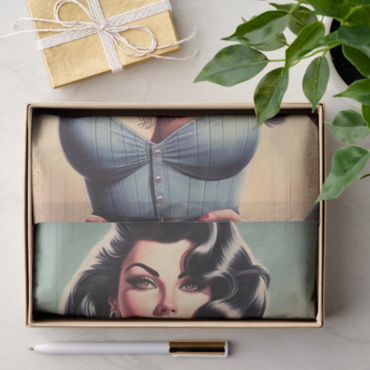 Retro Beauty Tattooed Pin Up Tissuepapier (Geschenk)