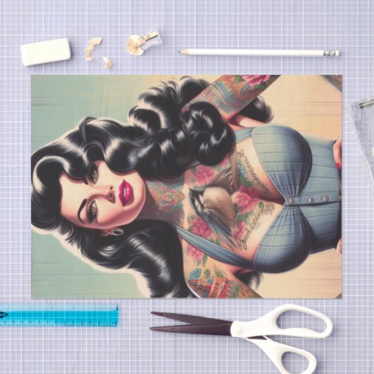 Retro Beauty Tattooed Pin Up Tissuepapier (Craft)