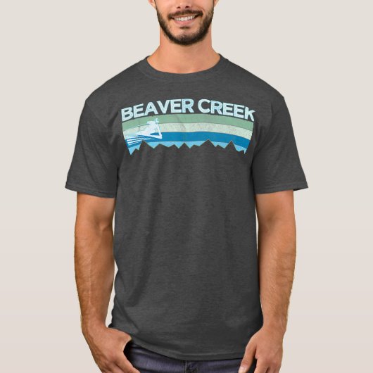 Retro Beaver Creek Colorado Distressed Skiing T-shirt (Voorkant)