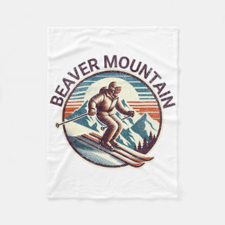 Retro  Beaver Mountain Utah Ski Resort Wint Fleece Deken