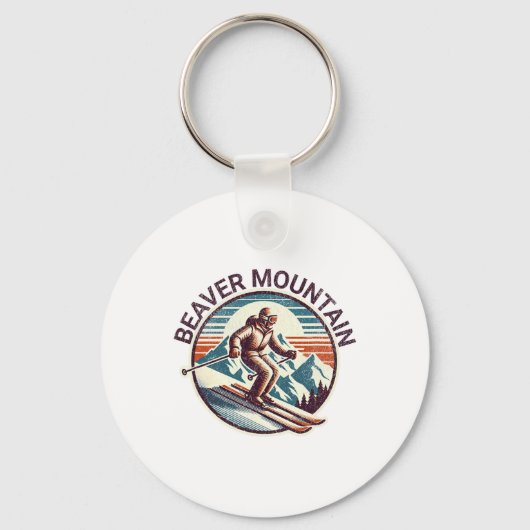 Retro Beaver Mountain Utah Ski Resort Wint Sleutelhanger (Voorkant)