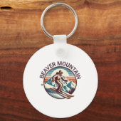 Retro Beaver Mountain Utah Ski Resort Wint Sleutelhanger (Voorkant)