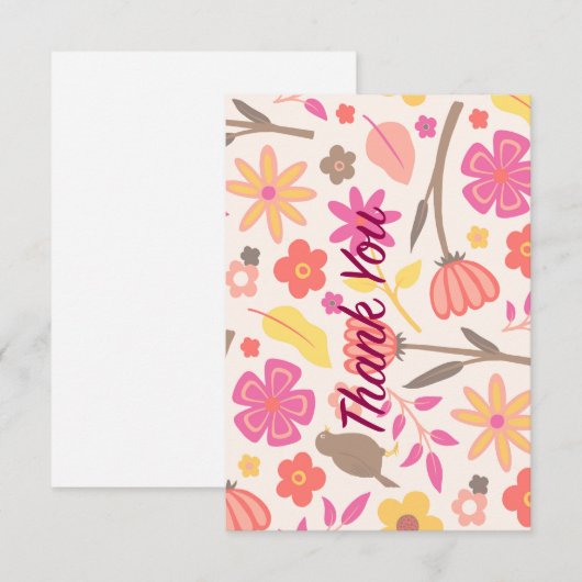 Retro bedankt notitiekaartje (Voorkant / Achterkant)