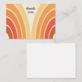 Retro Bedankt Stripes 70's 80s Sinaasappel Geel Notitiekaartje (Voorkant / Achterkant)