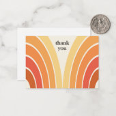 Retro Bedankt Stripes 70's 80s Sinaasappel Geel Notitiekaartje (Voorkant / Achterkant in situ)