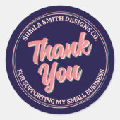 Retro "Bedankt" Typografie Cool Business Ronde Sticker (Voorkant)