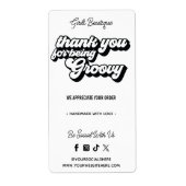 Retro Bedankt voor uw aankoop Groovy Black & White Etiket (Voorkant)