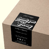 Retro Bedankt voor uw aankoop Groovy Black & White Etiket