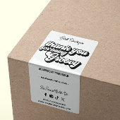 Retro Bedankt voor uw aankoop Groovy Black & White Etiket